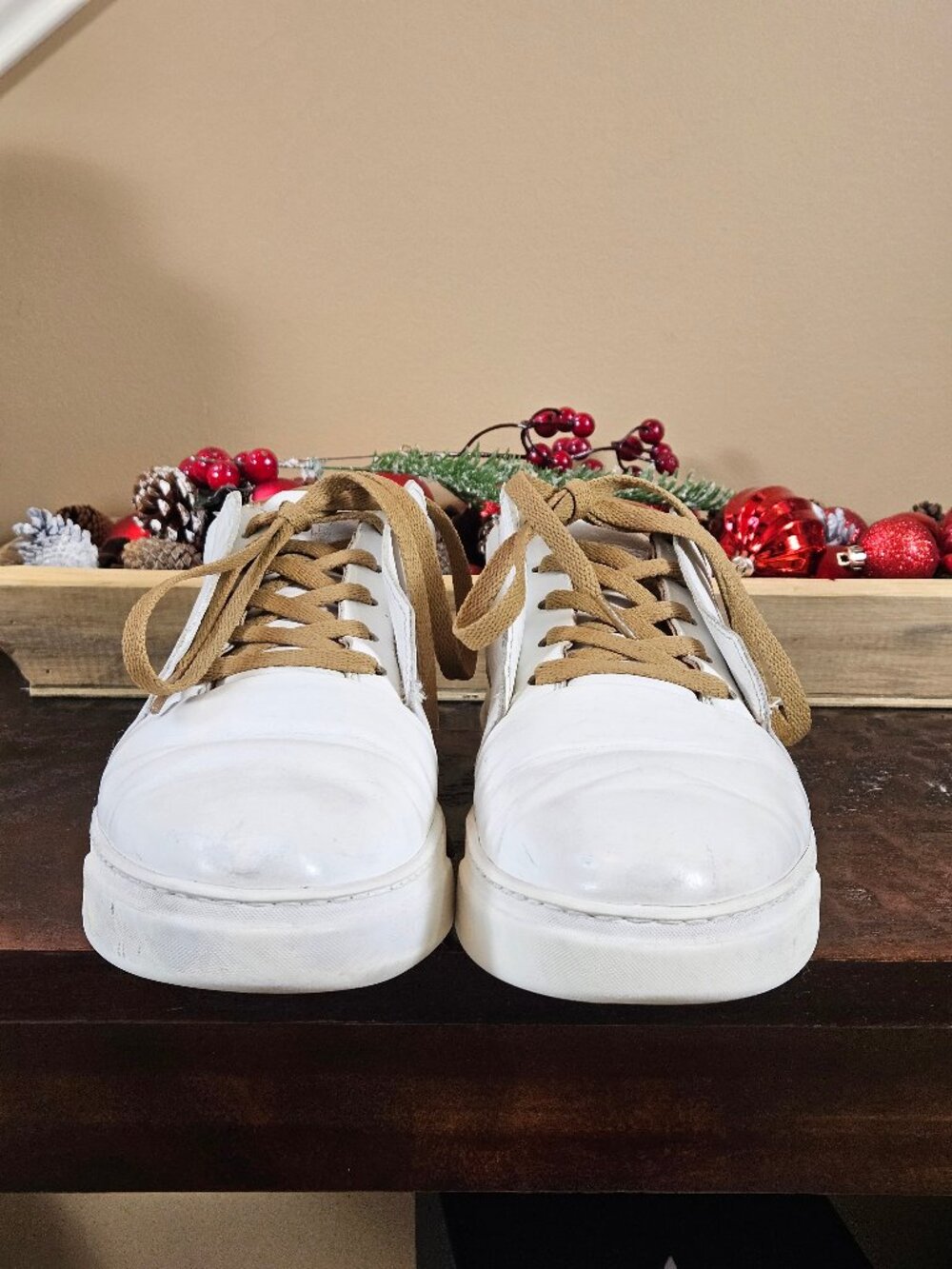 Bruno Magli Men's Phoster Mid-Top Casual Leather Sneakers, White/Khaki, Sz 13 - Picture 4 of 16